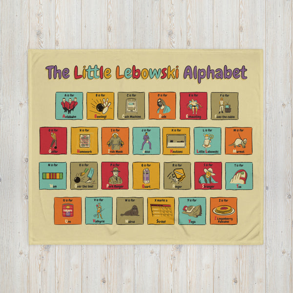 Little Lebowski Alphabet Throw Blanket